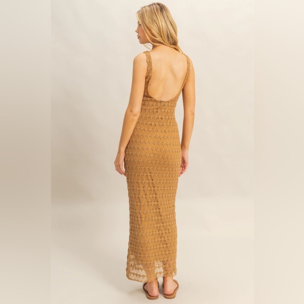 NEW HYFVE Crochet Maxi Dress Sleeveless Open Back Boho Summer Size Medium - Picture 4 of 5